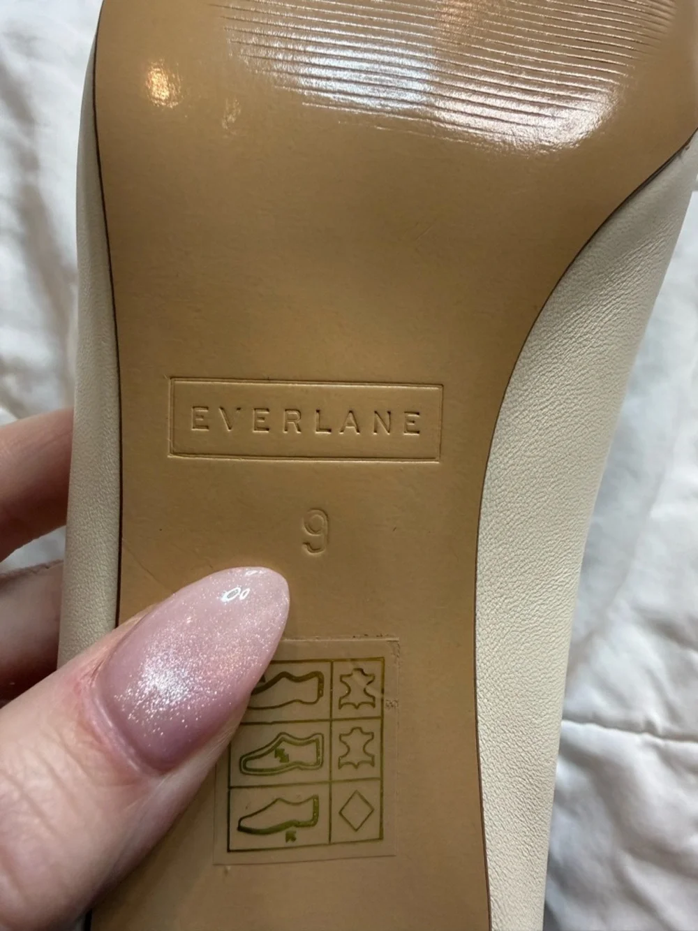 Everlane The Day Heel Bone Leather Block Heel Slip On Size 9 Sustainable NWOB